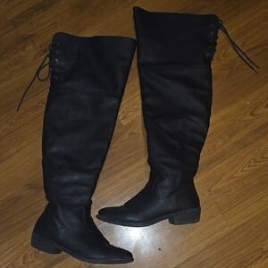 WELL WORN Black Over The Knee Women's Boots